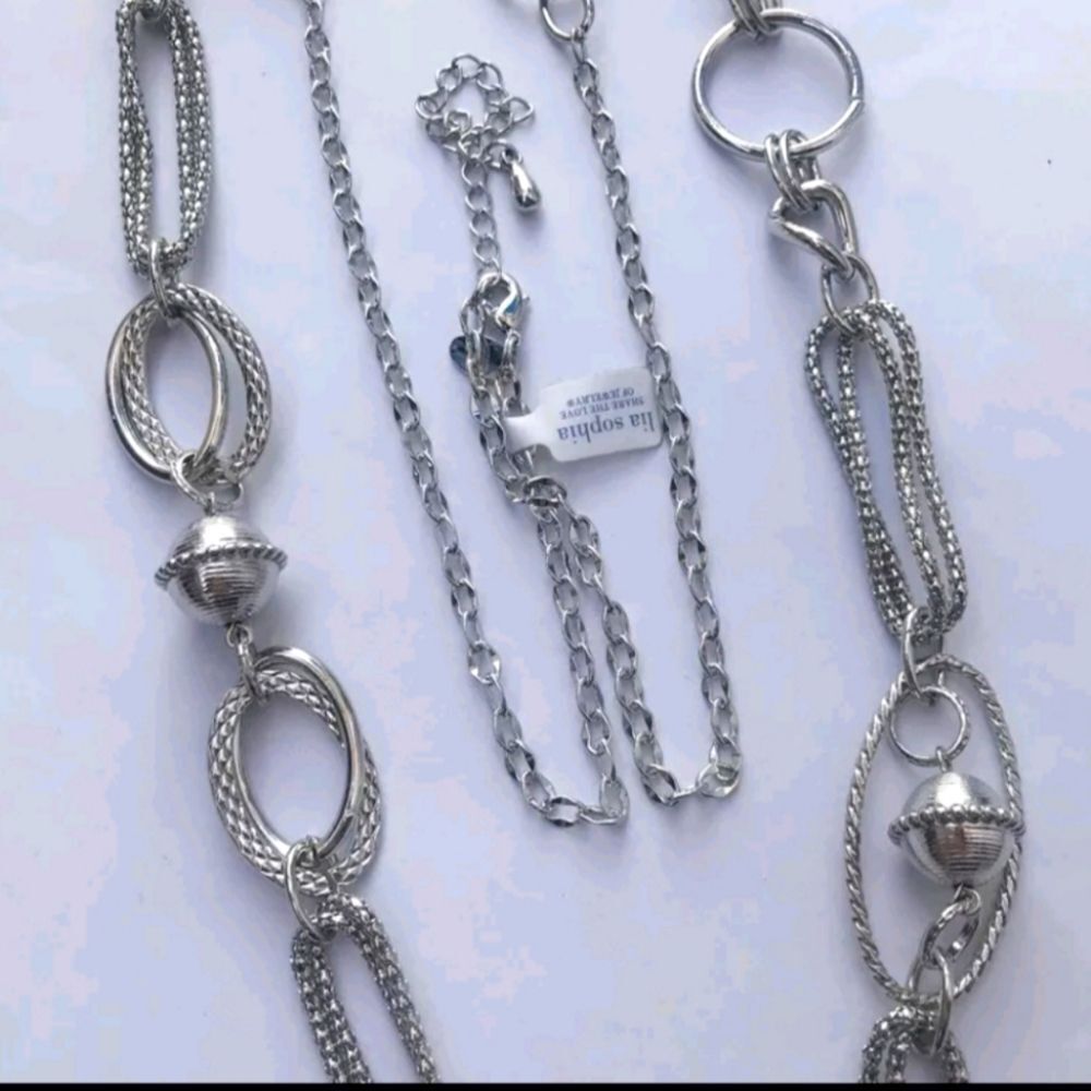 LIA SOPHIA SILVER TONE 43"-47" NECKLACE NWOT
